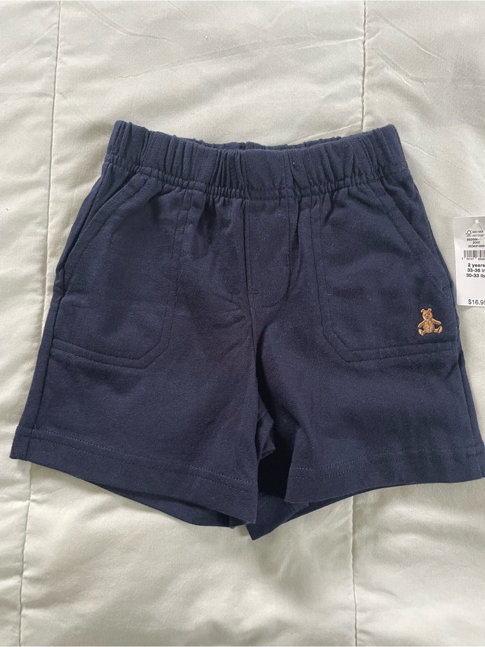 GAP Navy Blue Pull-On Shorts with Small Bear Embroidery